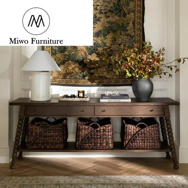 Modern Solid Wood Entryway Hallway Storage Drawer Console Table