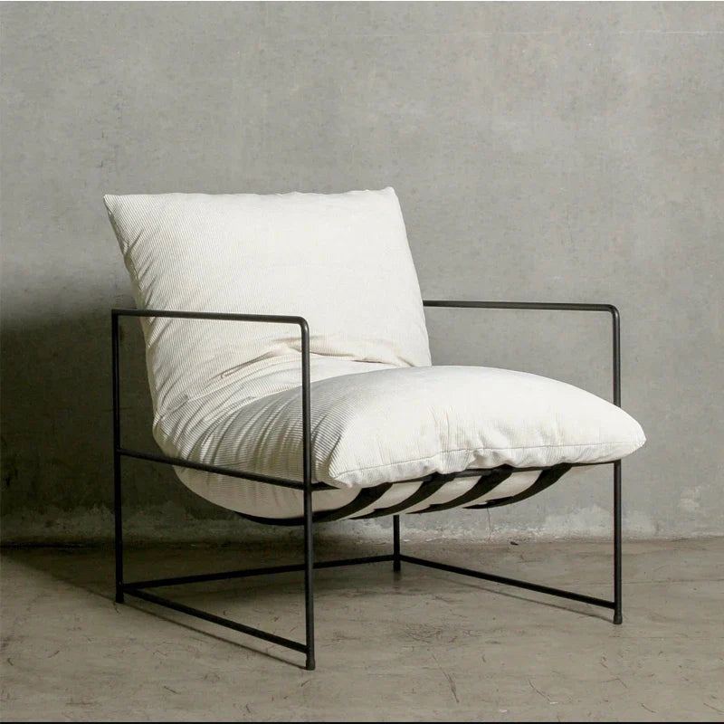 Modern Metal Frame Corduroy Chaise Lounge Chair: Stylish Living Room Seating