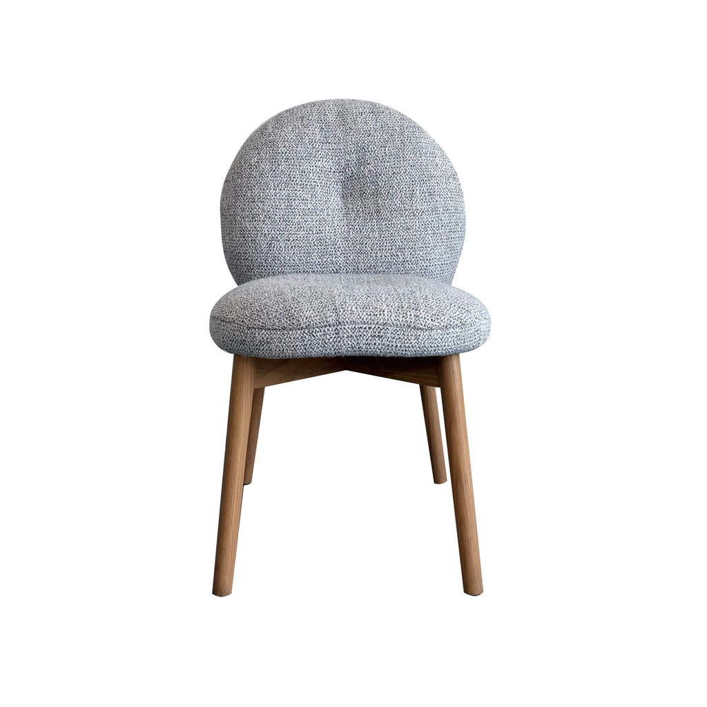 Elegant Solid Oak Wood Dining Chair with Padded Round Back and Seat