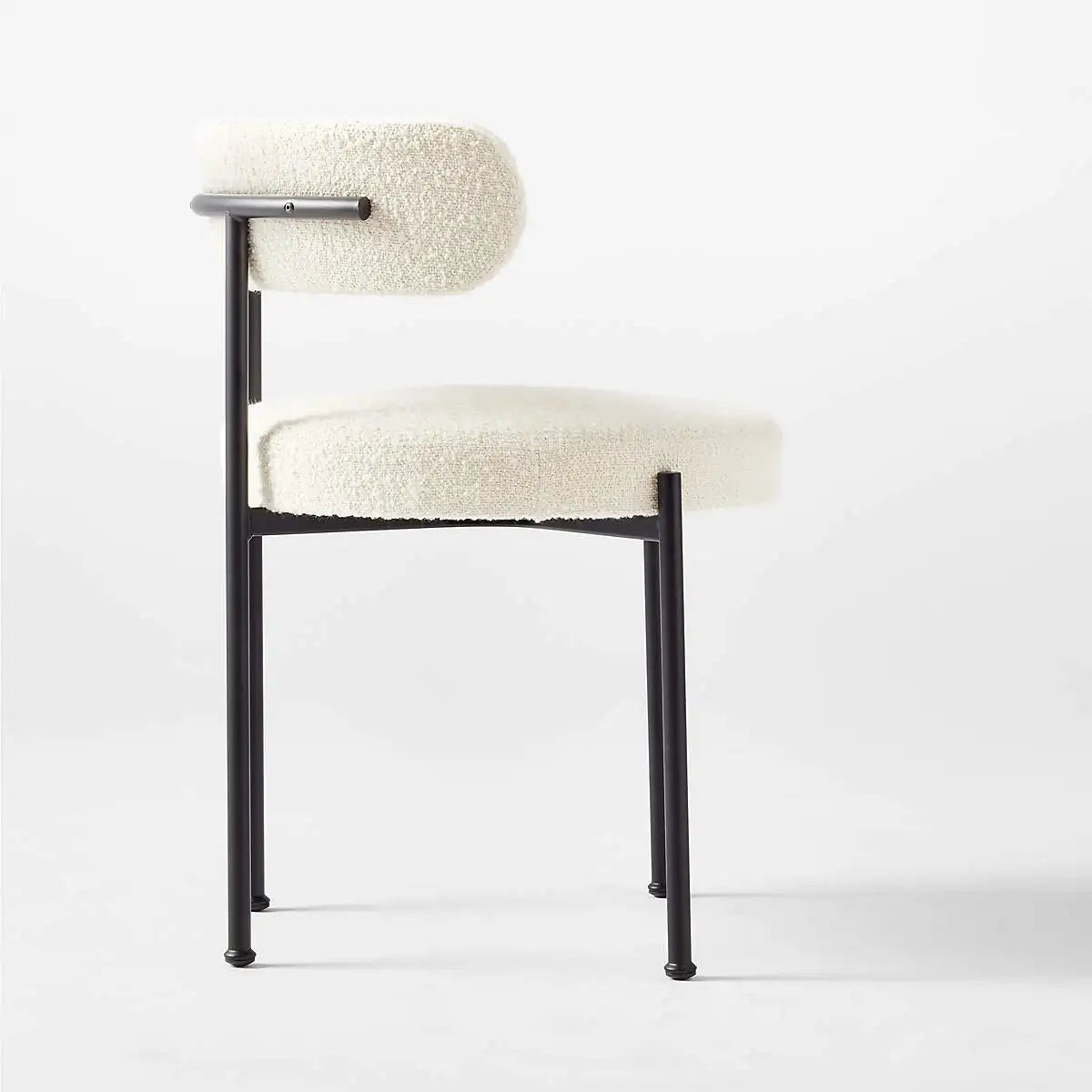 Elegant Ivory Boucle Dining Chair - Modern Metal Frame, Comfortable Chic Design