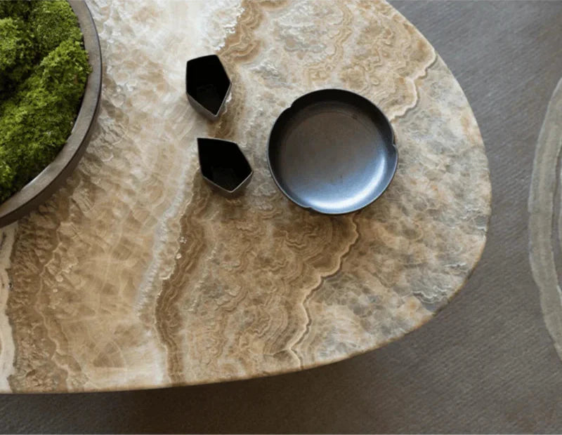 Elegant Brown Travertine Coffee Table: Modern Design for Living Rooms