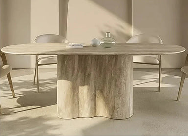 Tostone Irregular Travertine Dining Table: Customizable Minimalist Natural Stone Design