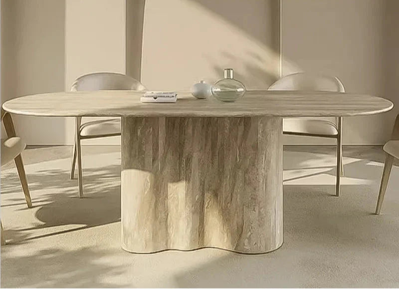 Tostone Irregular Travertine Dining Table: Customizable Minimalist Natural Stone Design