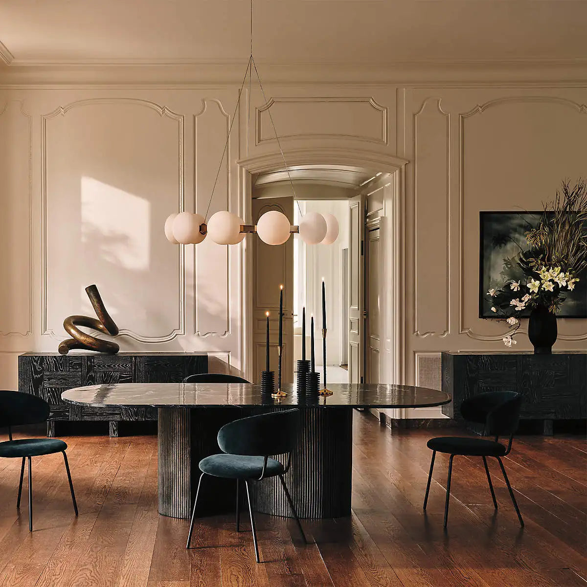 Modern Italian Style Velvet Dining Chair with Metal Frame, Comfortable, Durable Seating