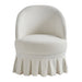 Elegant White Skirt Fabric Upholstered Oak Wood Living Room Lounge Chair