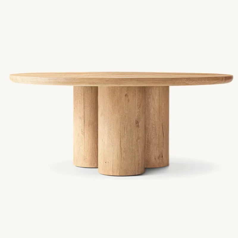 Elegant Vintage Round Solid Oak Dining Table - Customizable for Home, Hotel, Villa