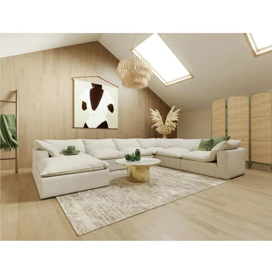 Plush Feather Down Modular U-Shaped Sectional Sofa for Large Living Rooms