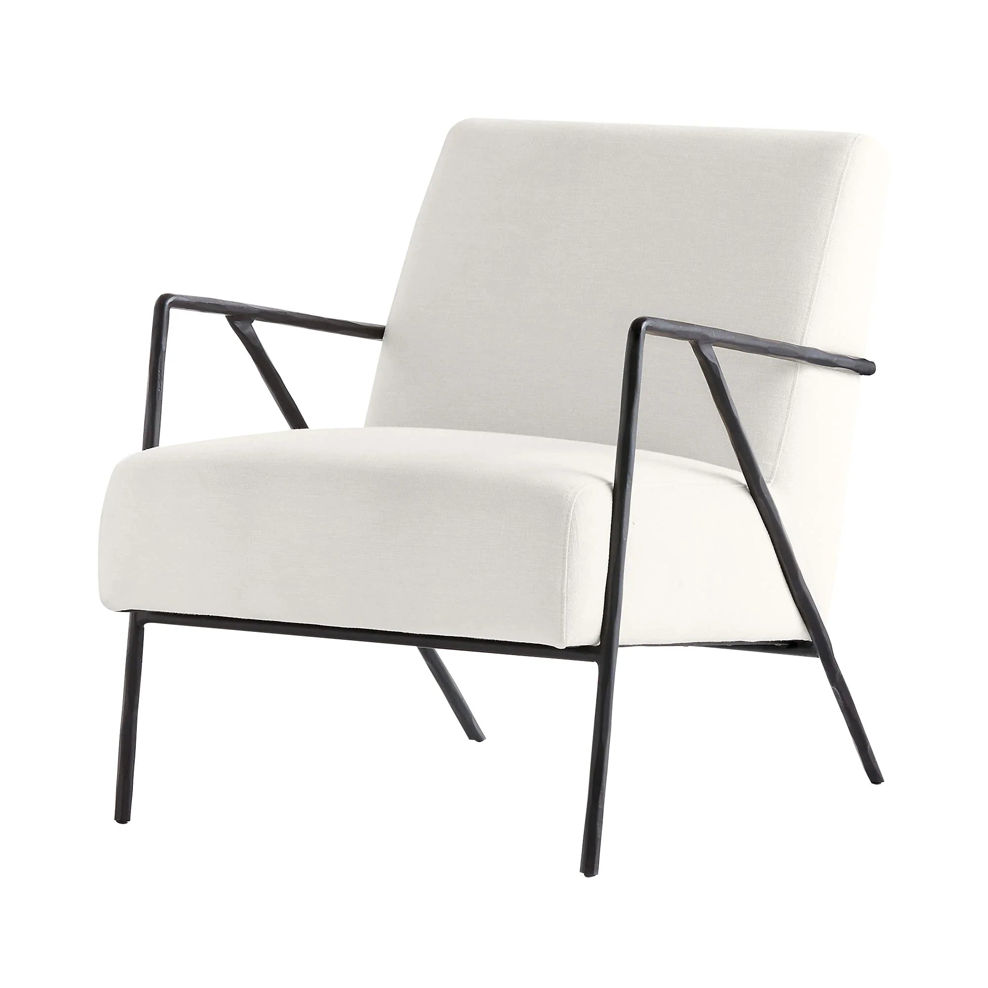 Modern White Occasional Chair Forged Metal Frame Living Room Accent