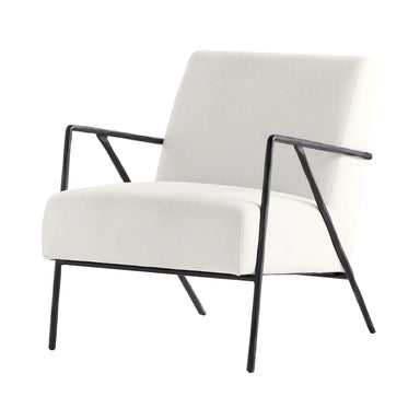 Modern White Occasional Chair Forged Metal Frame Living Room Accent