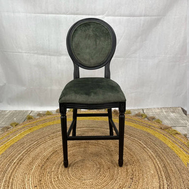 French Classic Solid Oak Louis Velvet Bar Stool Dining Chair