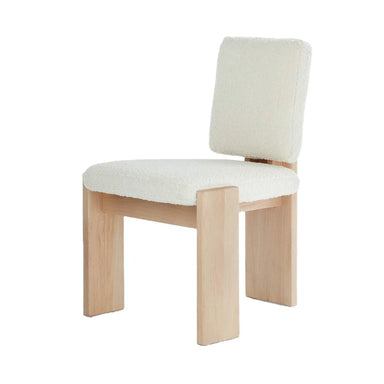 Elegant White Boucle Dining Chair: Solid Oak Wood, Modern Design, Comfy Seating