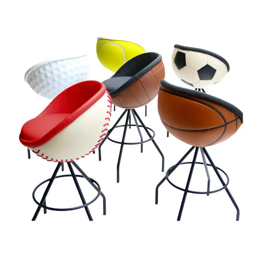 Modern Swivel Volley Tennis Ball Bar Stool with Black Metal Base