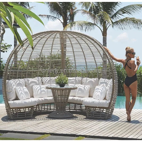 Project-Grade Weatherproof Rattan Outdoor Sunbed With Reinforced Aluminum Frame