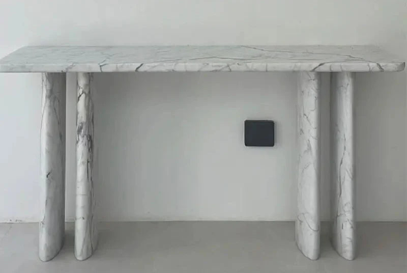 Elegant Calacatta Arabescato Polished Marble Console Table for Luxury Home Decor