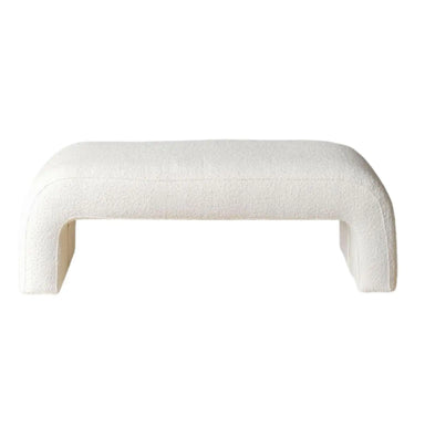 Luxurious Boucle Accent Bench: Arch Design, Wood Frame for Bedroom & Entryway