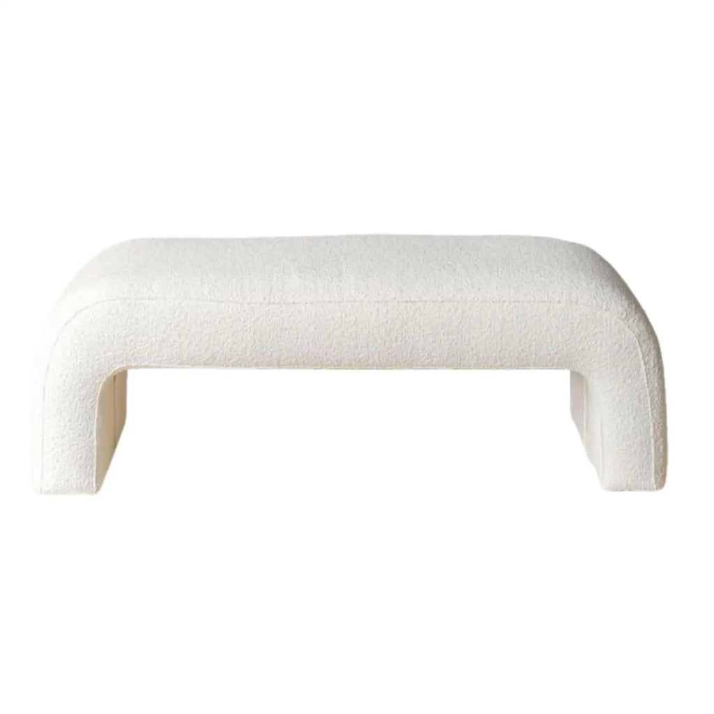 Modern Boucle Upholstered Arch Design Entryway Bedroom Bench Seat with Oak Legs