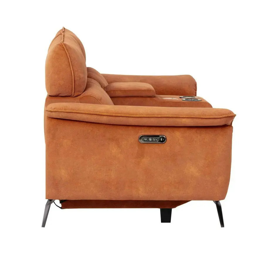 2-Seater Power Recliner Sofa with Smart Console, USB, Cupholders