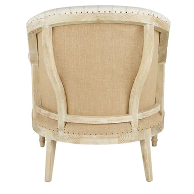Elegant French Antique Oak Wood Linen Leisure Armchair for Living Room