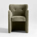 Luxurious Olive Green Velvet Dining Chair with Button Tufting, Solid Oak Wood Frame