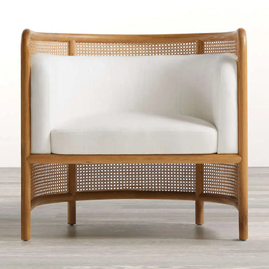 Nordic Natural Rattan Cane Back White Accent Chair for Modern Living Spaces