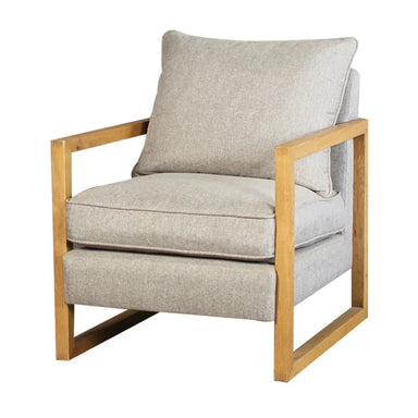 Premium Nordic Solid Oak Linen Upholstered Living Room Armchair for Comfort