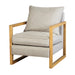 Premium Nordic Solid Oak Linen Upholstered Living Room Armchair for Comfort