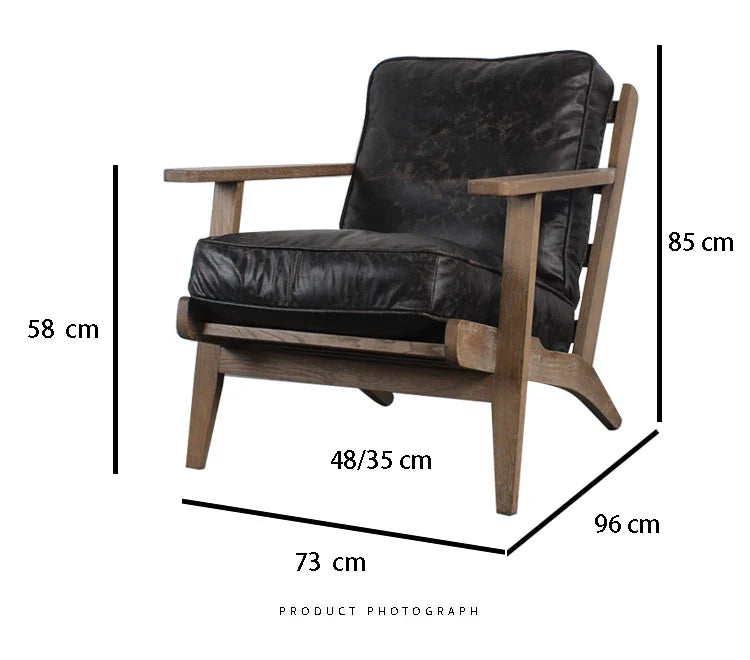 Elegant French Country Solid Oak Leather Recliner Leisure Chair