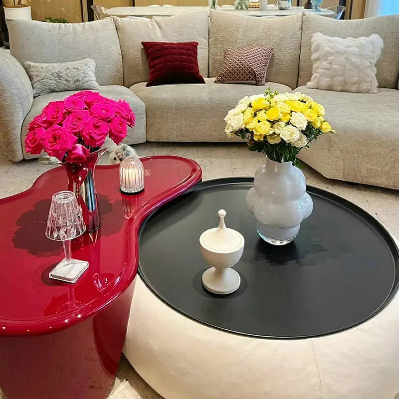 Modern Curved Fiberglass Sloth Coffee Table for Living Room, Round