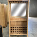 Modern Rattan Wine Bar Cabinet, Two-Door Tall Storage, Solid Oak Wood