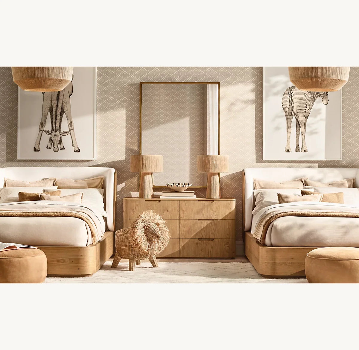Modern Fabric Oak Shelter Bed for Teenagers, Customizable Bedroom Furniture