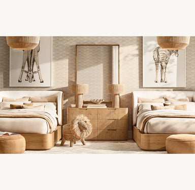 Modern Fabric Oak Shelter Bed for Teenagers, Customizable Bedroom Furniture