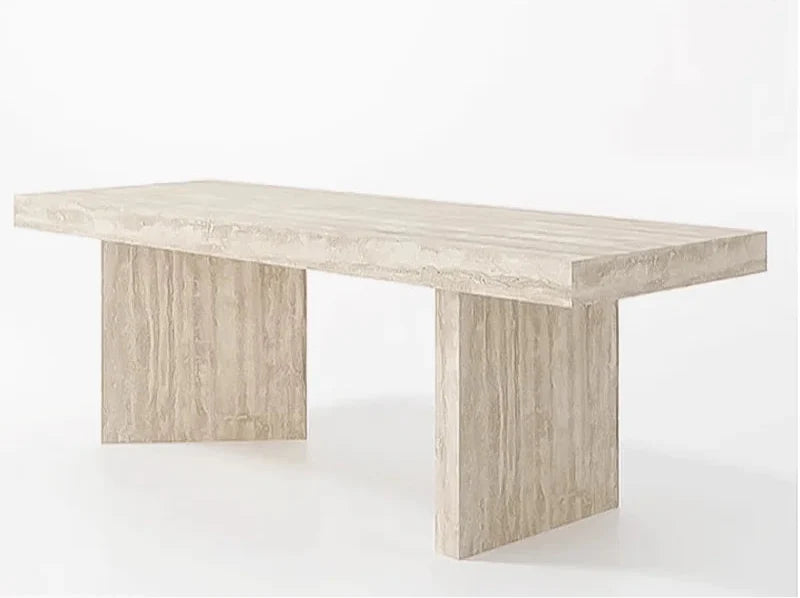 Tostone Minimalist Travertine Cream Dining Table for Contemporary Dining Room Design
