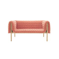 Elegant Mid-Century French Velvet 3-Seater Solid Wood Living Room Sofa
