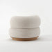 Cozy Nordic Boucle Armchair & Ottoman Set - White Fabric, Oak Base