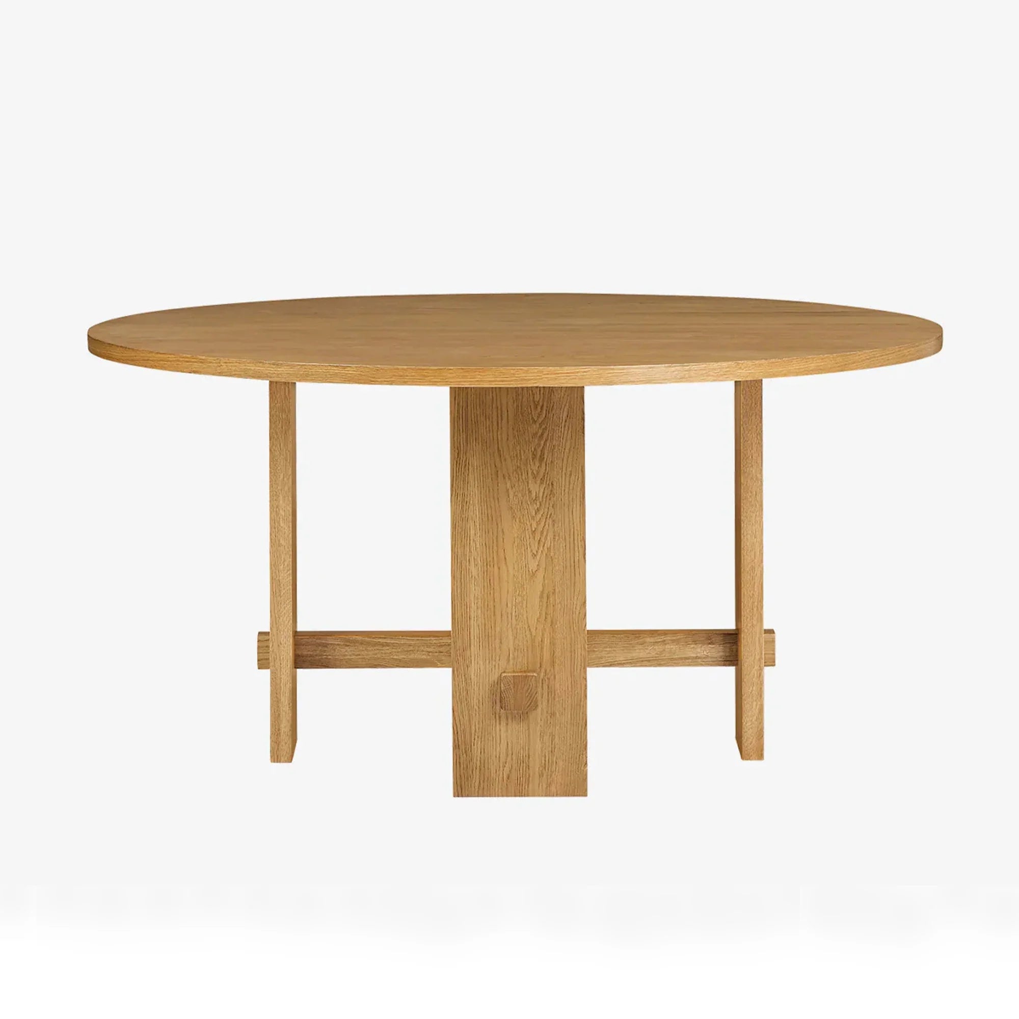 Elegant Round Oak Trestle Dining Table for Modern Homes and Events