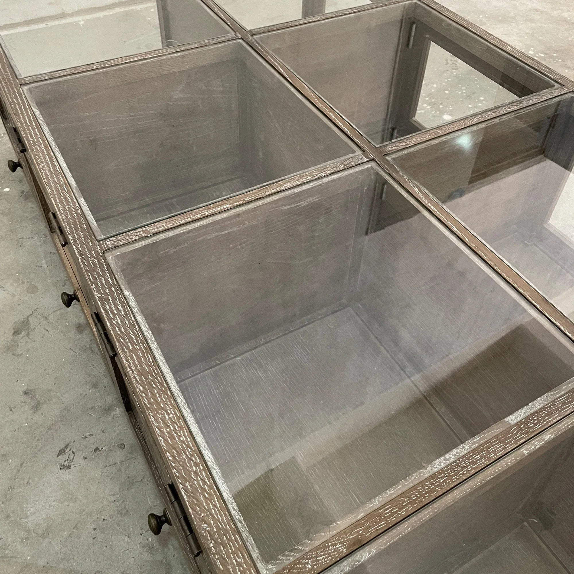 Elegant Glass Top Solid Oak Wood Coffee Table with Storage Drawers