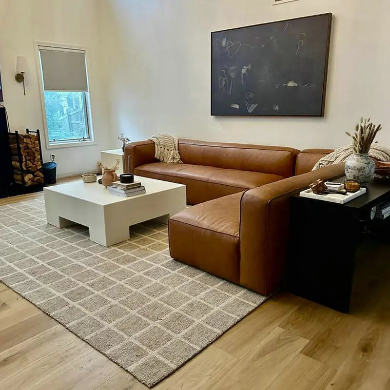 Italian Vintage Leather Corner Sectional Sofa Set, Modern Daybed Modular Couch
