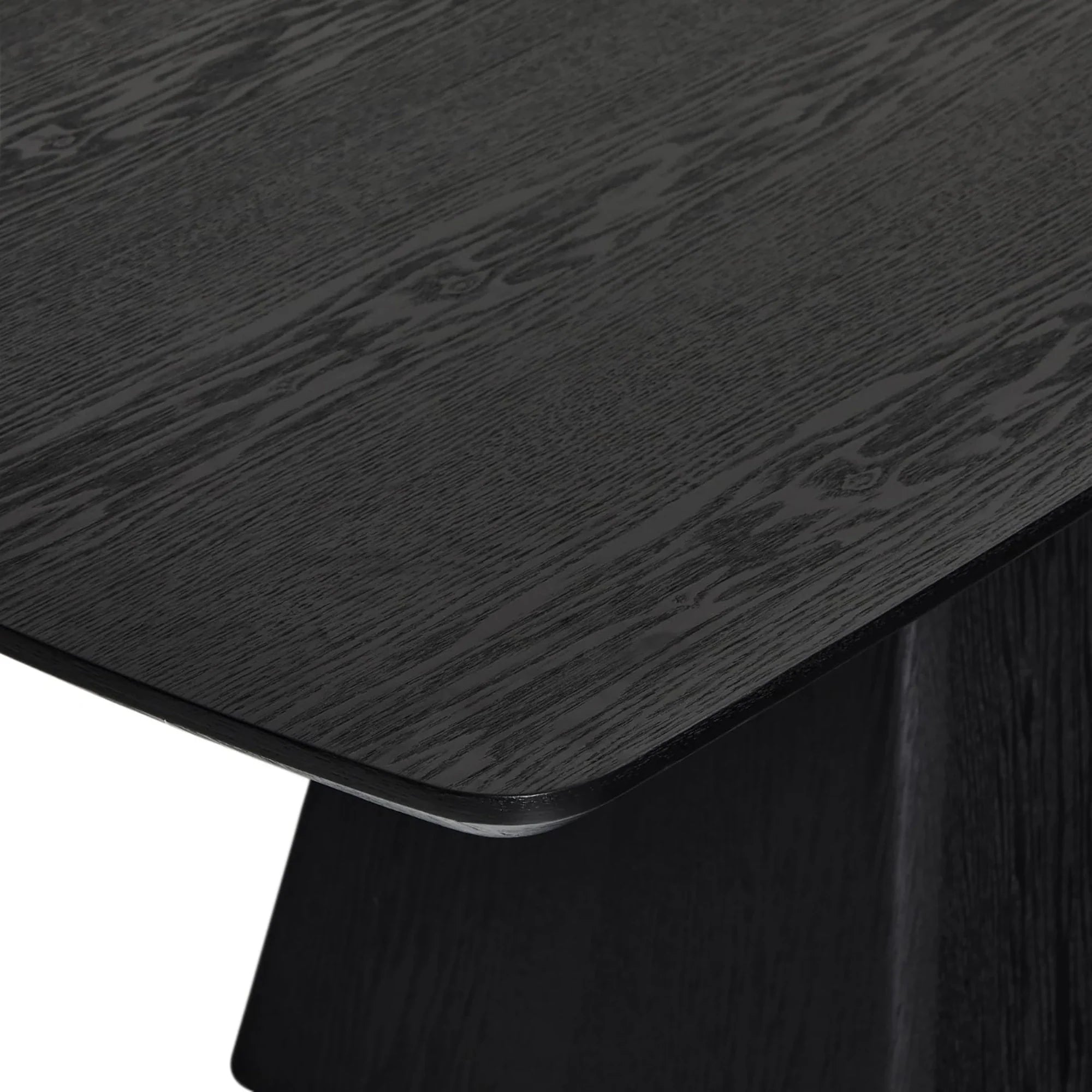 Modern Black Rectangular Dining Table, Oak Wood Top, Durable Industrial Design