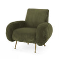Modern Nordic Corduroy Fabric Lounge Chair, Designer Metal Frame Leisure Armchair