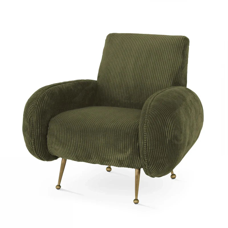 Modern Nordic Corduroy Fabric Lounge Chair, Designer Metal Frame Leisure Armchair