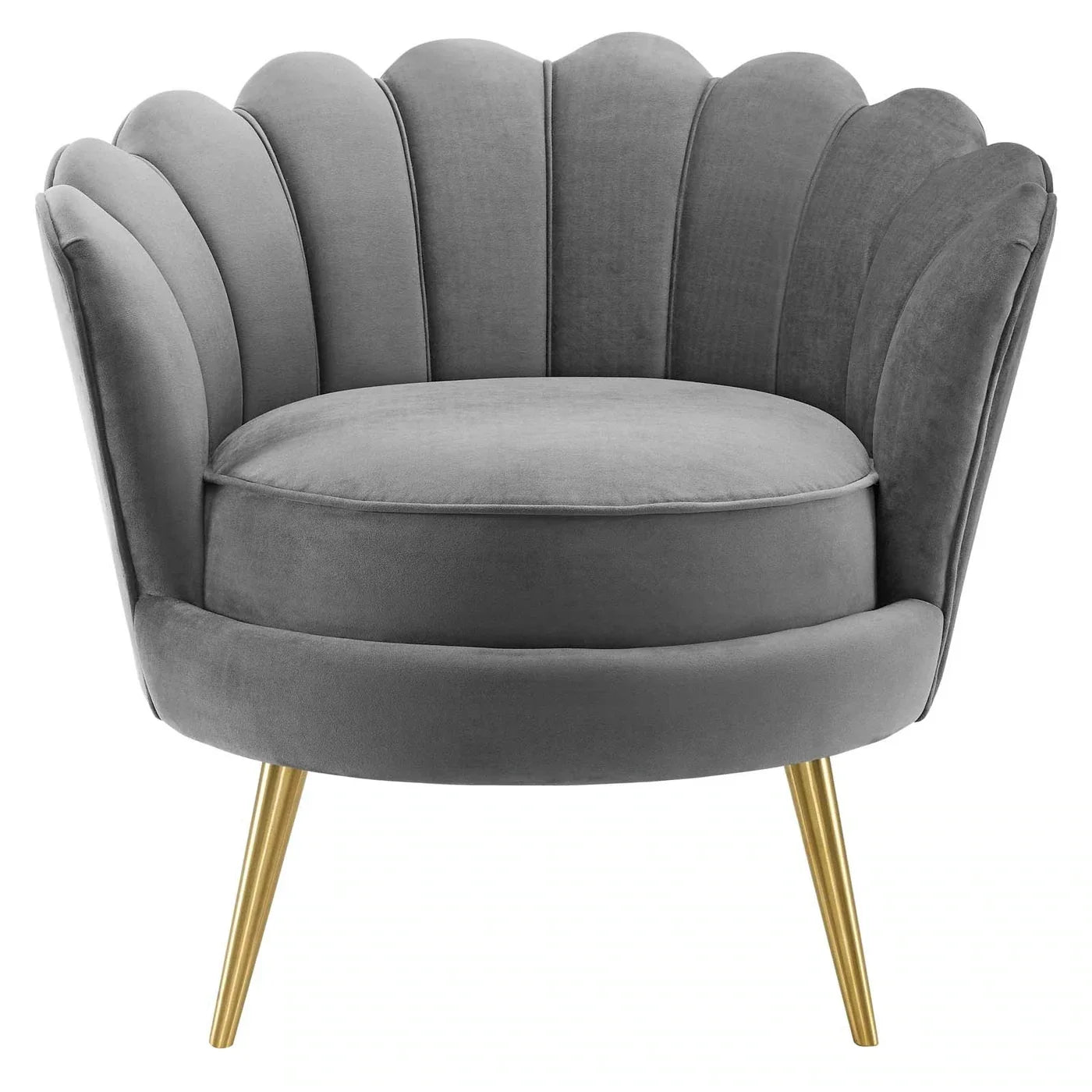 Elegant Italian Velvet Scallop Accent Armchair for Comfy Living Room Leisure