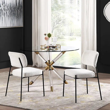 Modern Upholstered Curved Back Dining Side Chair with Sturdy Metal Legs