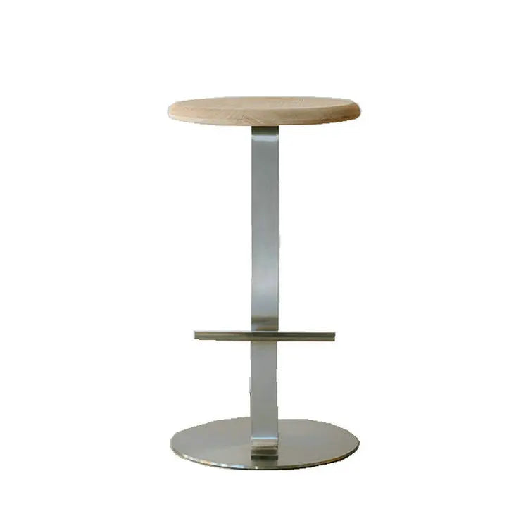 Modern Wooden Bar Stool with Leather Seat, High Counter Chair