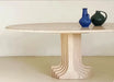 Elegant Tostone Beige Round Travertine Dining Table for Modern Kitchens & Homes