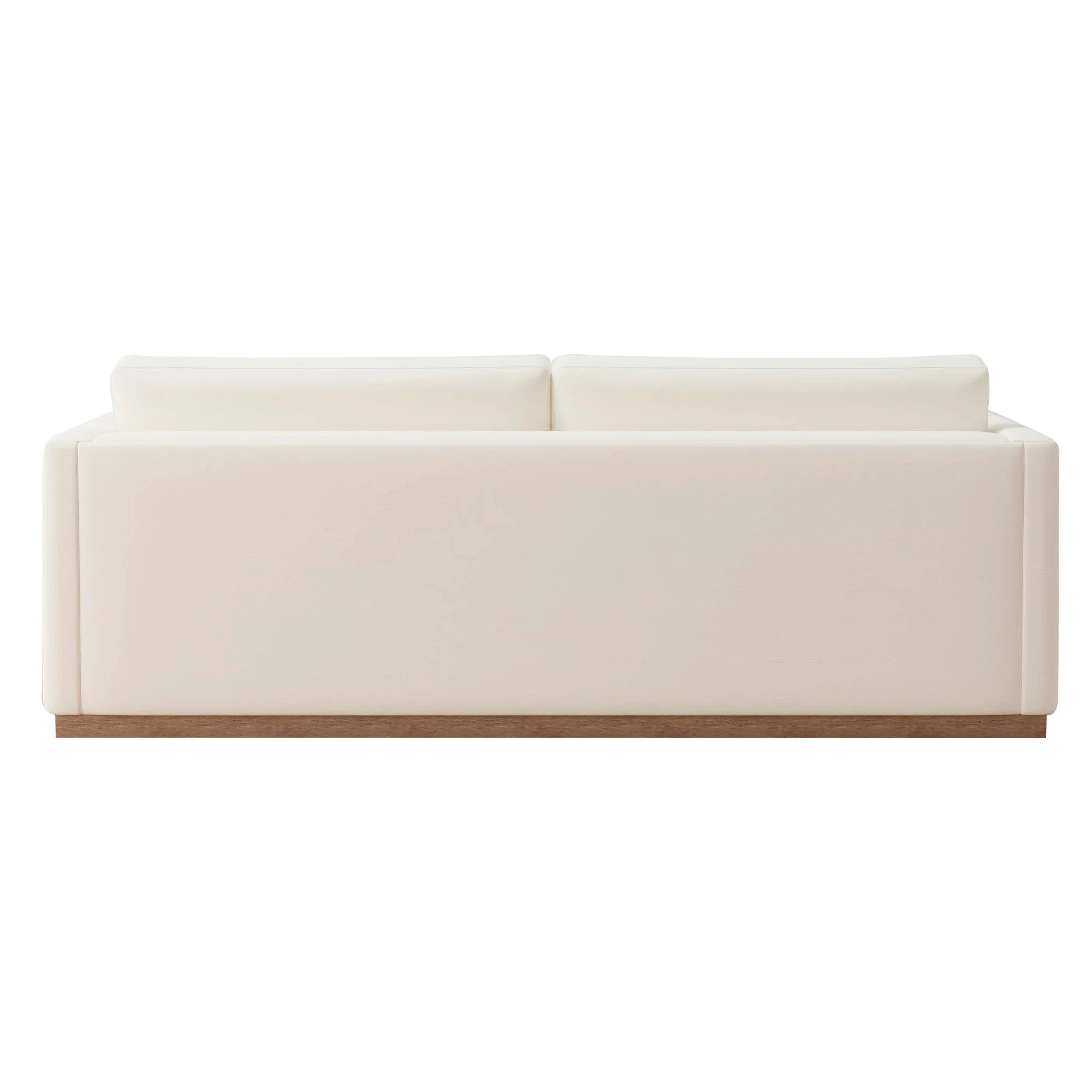 Chic Slim Arm Sleeper Sofa, White Linen Upholstery, Solid Wood Base