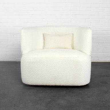 Modern Swivel Boucle Club Chair: Elegant Ivory Living Room Lounge Furniture