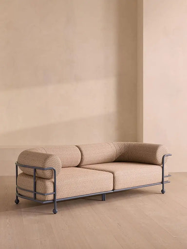 Modern Aluminum Alloy Outdoor Sofa Chaise with Plush Fabric Cushions for Home & Hotel