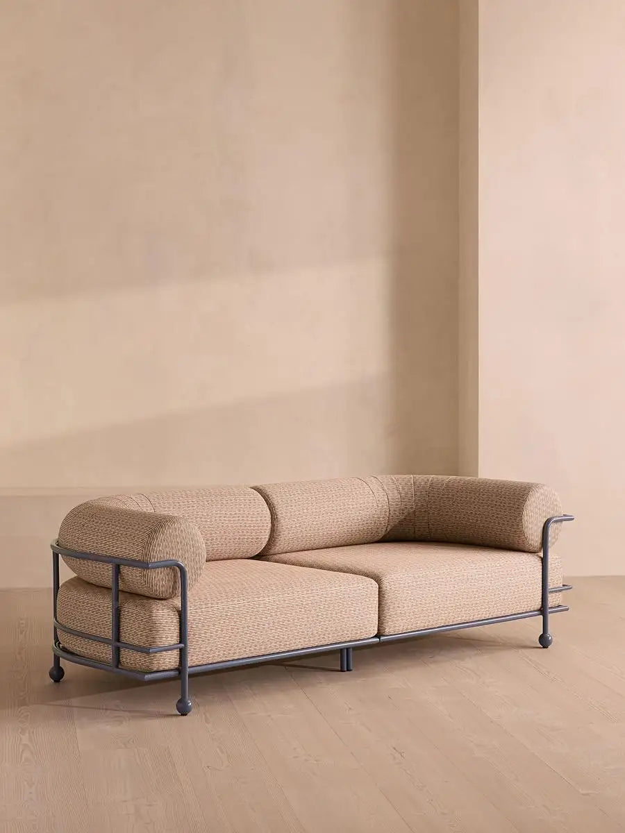 Modern Aluminum Alloy Outdoor Sofa Chaise with Plush Fabric Cushions for Home & Hotel
