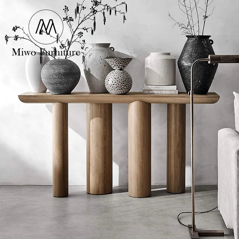 Luxury Modern Solid Wood Narrow Rectangle Entrance Hallway Console Table