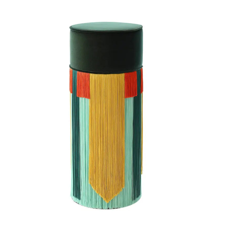 Elegant Velvet Fringed Counter Height Bar Stool with Tassels